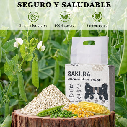 Arena Para Gatos Biodegradable Con Tofu Vegetal Sabores 6l