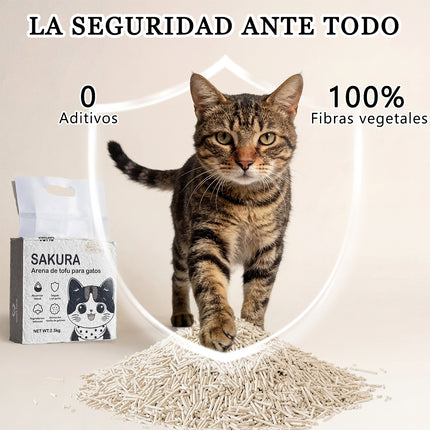 Arena Para Gatos Biodegradable Con Tofu Vegetal Sabores 6l