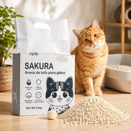 Arena Para Gatos Biodegradable Con Tofu Vegetal Sabores 6l SAKURA PETTO