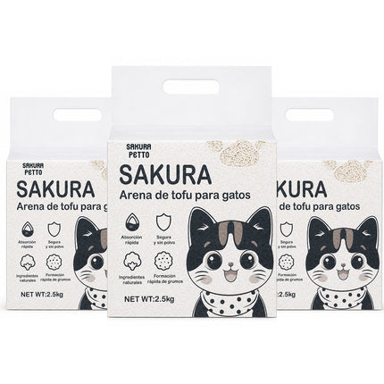5pcs Arena De Tofu Vegetal Biodegradable Para Gato-prácticamente Sin Polvo SAKURA PETTO