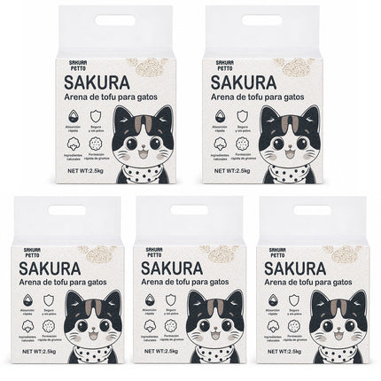 5pcs Arena De Tofu Vegetal Biodegradable Para Gato-prácticamente Sin Polvo SAKURA PETTO
