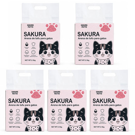 5pcs Arena De Tofu Vegetal Biodegradable Para Gato-prácticamente Sin Polvo SAKURA PETTO