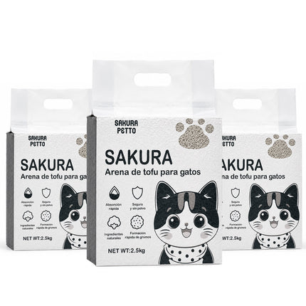 5pcs Arena De Tofu Vegetal Biodegradable Para Gato-prácticamente Sin Polvo SAKURA PETTO