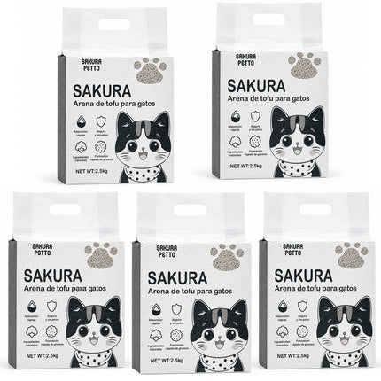 5pcs Arena De Tofu Vegetal Biodegradable Para Gato-prácticamente Sin Polvo SAKURA PETTO