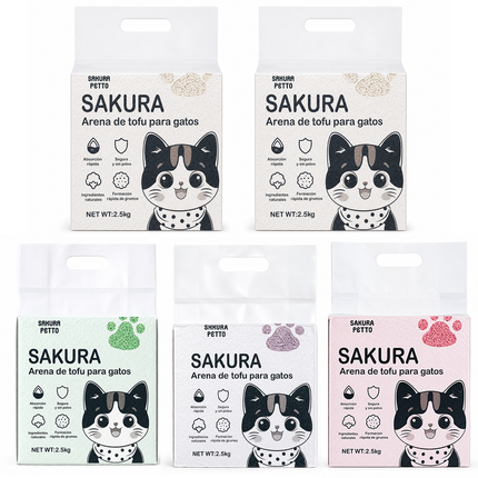 5pcs Arena De Tofu Vegetal Biodegradable Para Gato-prácticamente Sin Polvo SAKURA PETTO