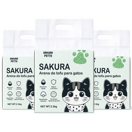 5pcs Arena De Tofu Vegetal Biodegradable Para Gato-prácticamente Sin Polvo SAKURA PETTO