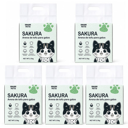 5pcs Arena De Tofu Vegetal Biodegradable Para Gato-prácticamente Sin Polvo SAKURA PETTO