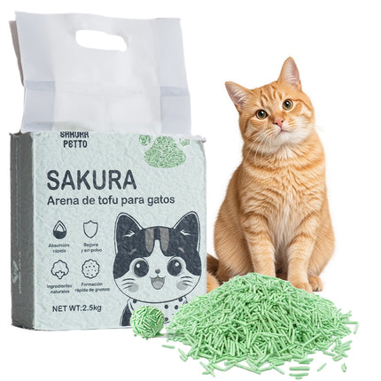 Arena Para Gatos Biodegradable Con Tofu Vegetal Sabores 6l