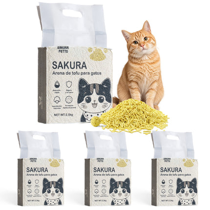 5pcs Arena De Tofu Vegetal Biodegradable Para Gato-prácticamente Sin Polvo SAKURA PETTO