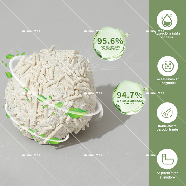 5pcs Arena Para Gatos Biodegradable Con Tofu Vegetal Sabores 6l