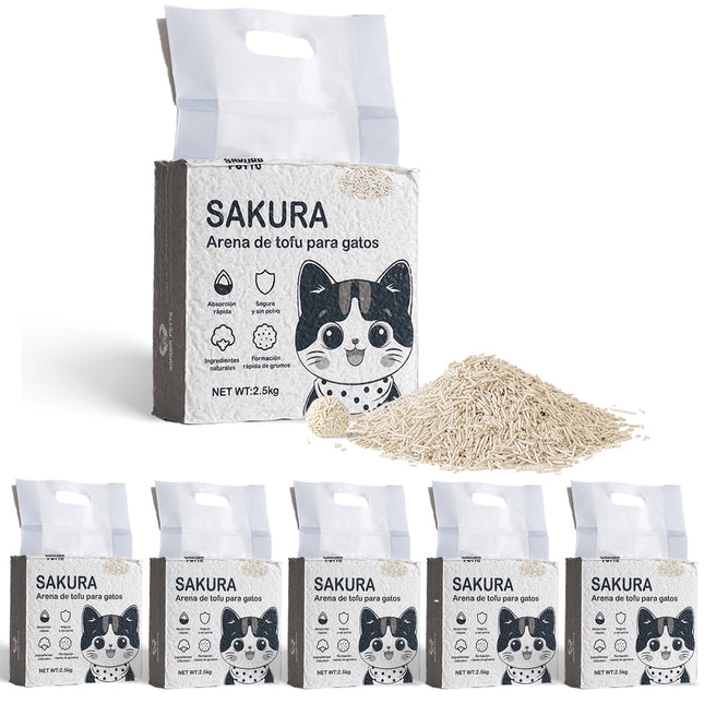 5pcs Arena Para Gatos Biodegradable Con Tofu Vegetal Sabores 6l