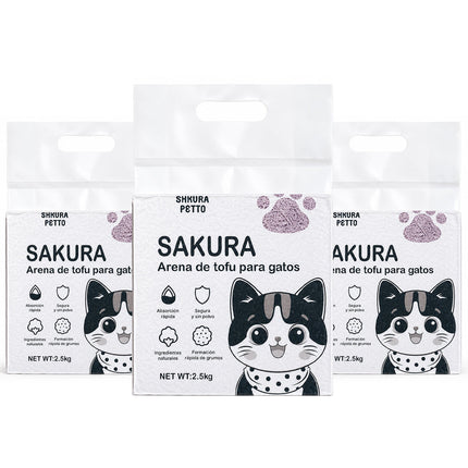 5pcs Arena De Tofu Vegetal Biodegradable Para Gato-prácticamente Sin Polvo SAKURA PETTO