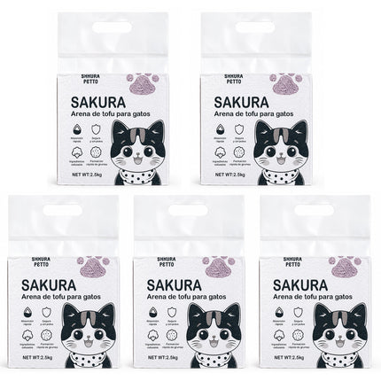 5pcs Arena De Tofu Vegetal Biodegradable Para Gato-prácticamente Sin Polvo SAKURA PETTO