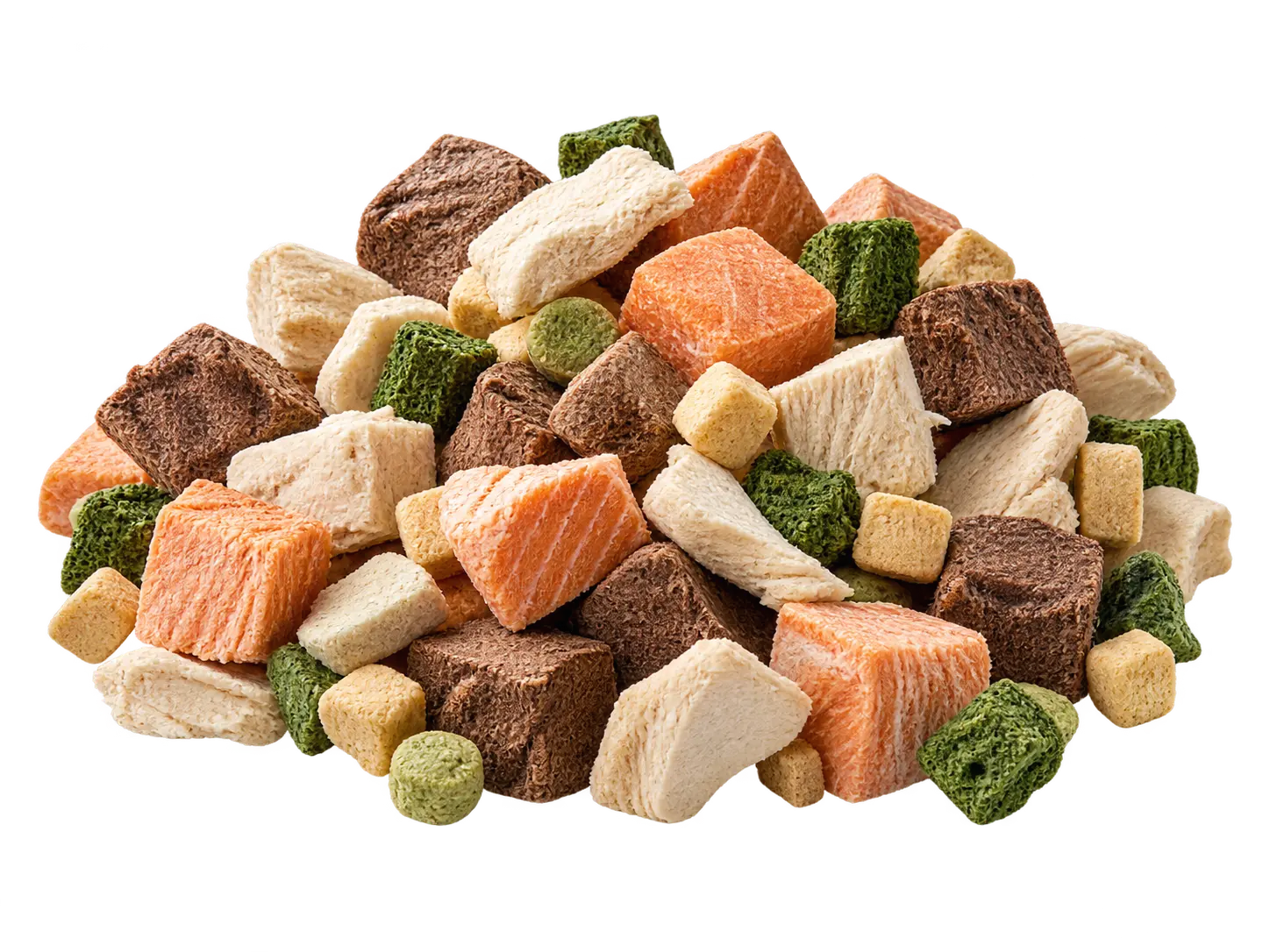 Assorted freeze-dried pet snacks