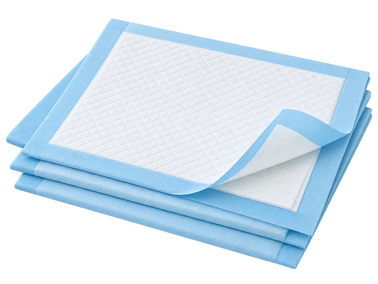 Blue and white pet training pads