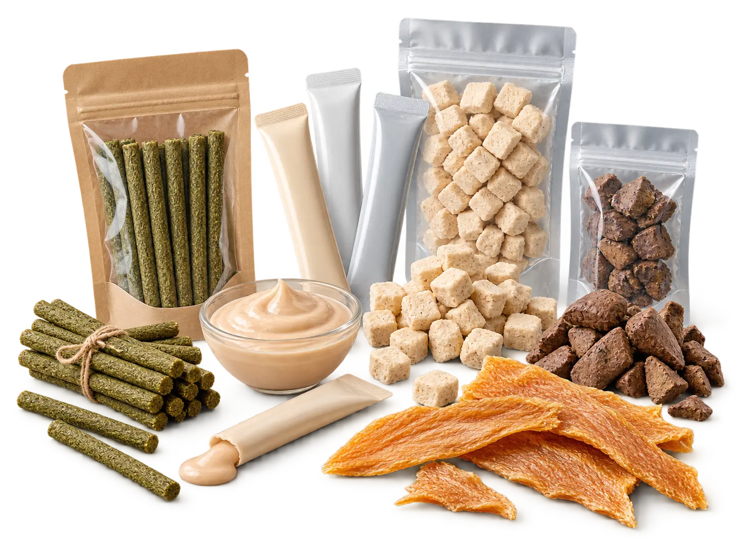 Sakura Petto cat grass, chicken and freeze-dried cat snack assortment