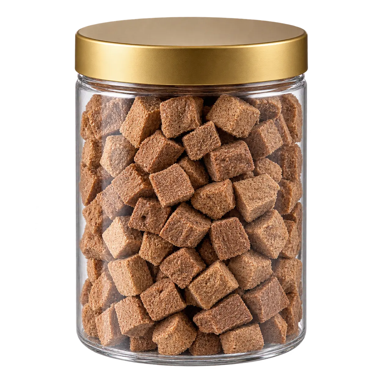 Jar of freeze-dried cat treat cubes